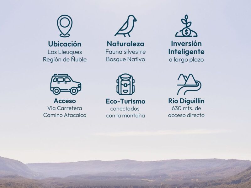 Terreno 14 hectáreas en Los Lleuques — frente al Río Diguillín, ideal eco-turismo